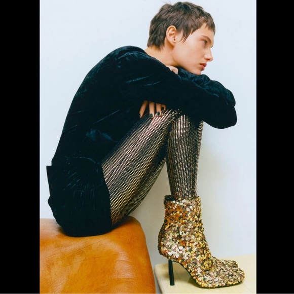 ZARA Sequin Ankle Boots - Picture 1 of 7